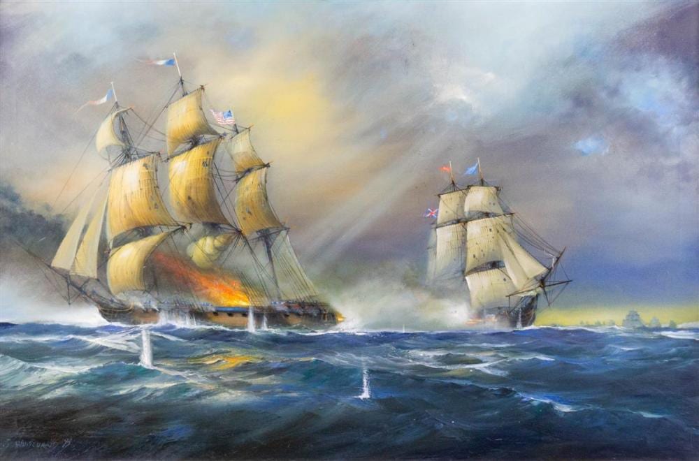 Michael J. Whitehand comparable auction result: michael j whitehand british 1941 battle of flamborough head oil on canvas 24 x 36 in