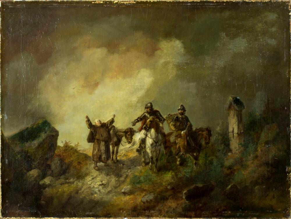 Meno Mühlig comparable auction result: meno muhlig german 1823 1873 oil painting antique