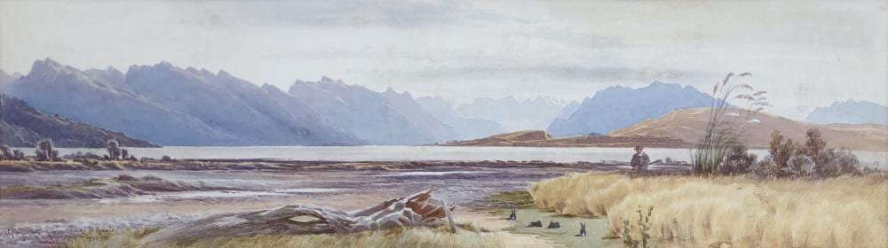 Lawrence William Wilson comparable auction result: laurence william wilson 1850 1912 rabbit hunter upokoraro river