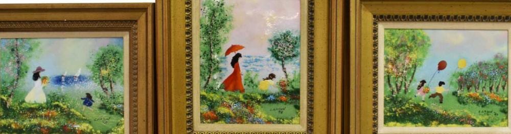 Louis Cardin comparable auction result: 3 louis cardin b 1931 enamel on copper plaques