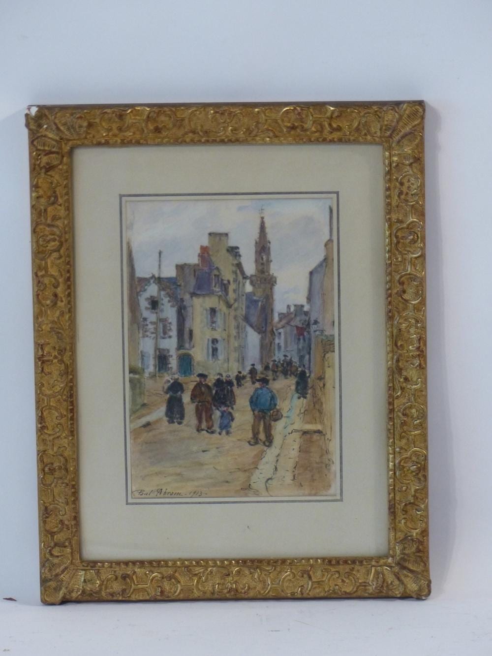 Paul (1854) Abram comparable auction result: paul abram 1854 1924 rue anim e aquarelle et gouache sur papier sign en bas gaucheet dat 191