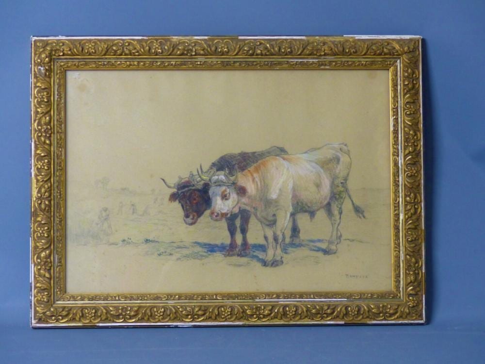 Paul Vayson comparable auction result: paul vayson 1842 1911 les boeufs technique mixte sur papier sign en bas droite 38 x 55 cm