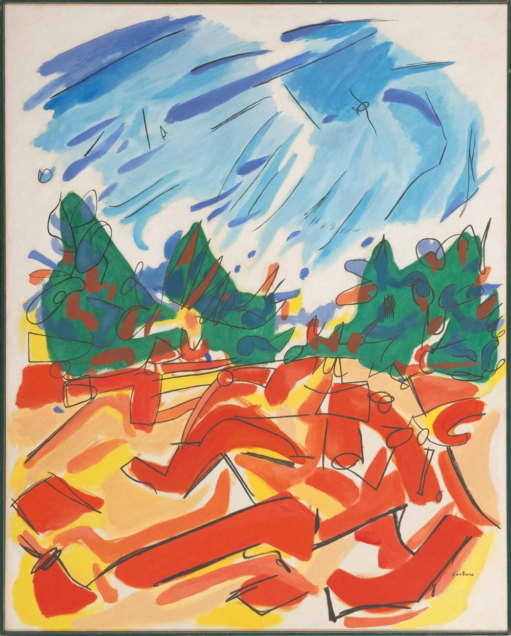 Francesco Carbone comparable auction result: francesco carbone massachusetts italy contemporary joyous summer 1960 oil on canvas 50 x 40 framed 51 x 41