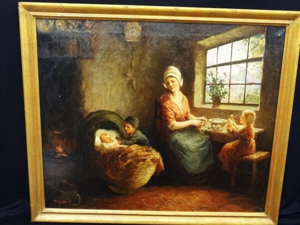 F.G. Grust comparable auction result: f g grust dutch 1889 original oil on canvas mother and her children