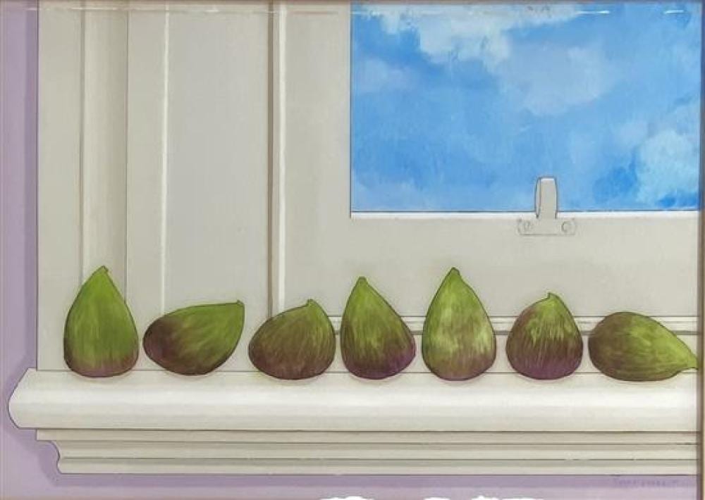 Geoffrey Jones comparable auction result: geoffrey jones 1909 1993 figs on the window sill 1980 oil on glass