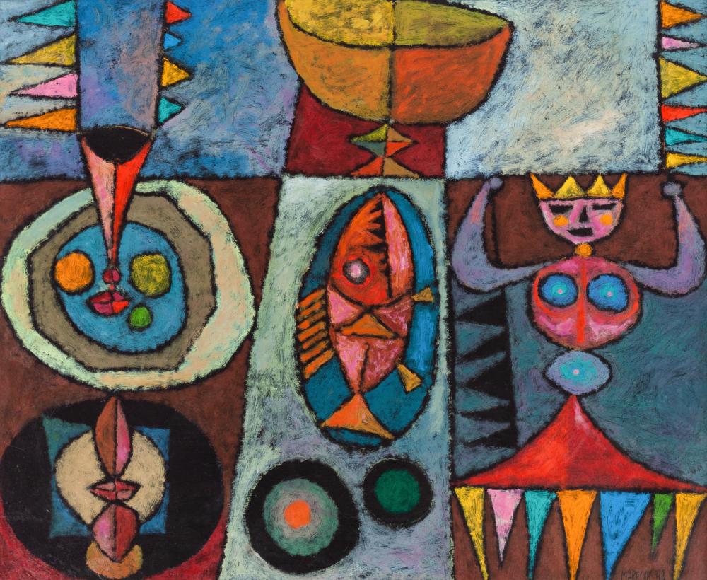 Edward Marecak comparable auction result: edward marecak american 1919 1993 queen s feast 1948
