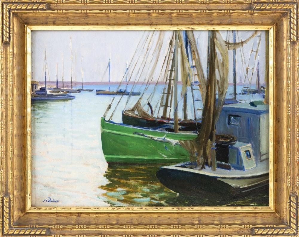 Harold E. Walker comparable auction result: harold e walker ohio 1890 fishing boats oil on board 12 x 16 framed 15 5 x 19 5