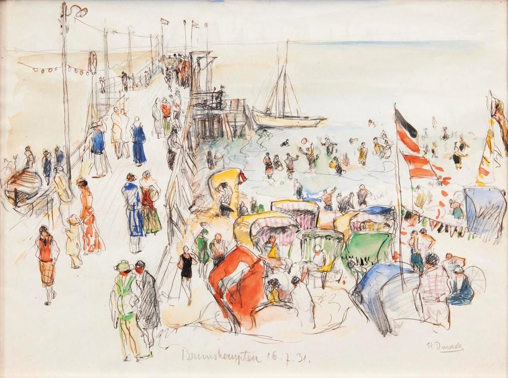 Richard Duschek comparable auction result: richard duschek neugarten 1894 besigheim 1959 the beach of the baltic sea in k hlungsborn