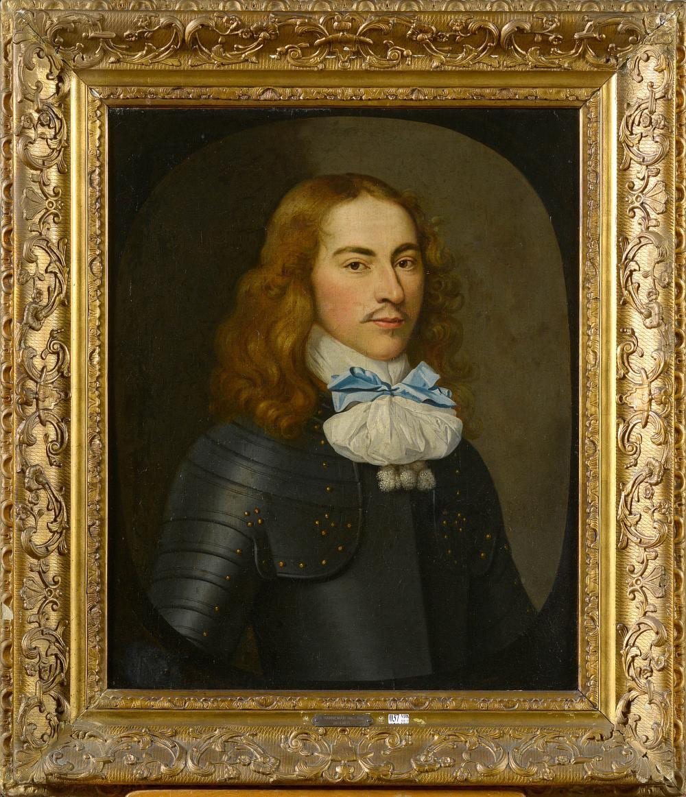 Adriaen Hanneman comparable auction result: huile sur toile maroufl e sur toile portrait d homme en cuirasse monogramm en bas gauche a h fecit pour adriaen hanneman ecole hollandaise dim 73x60cm