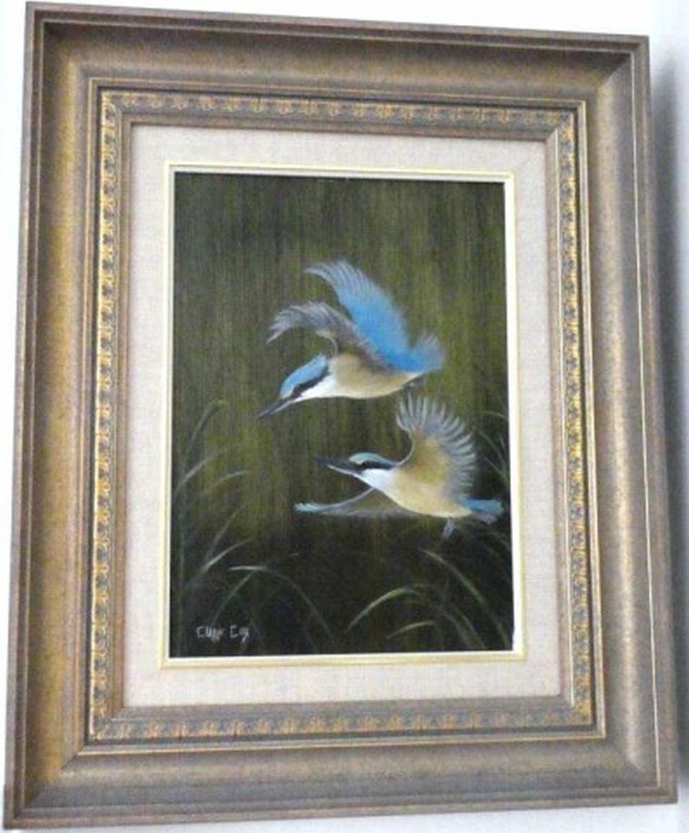 Clarrie Cox comparable auction result: clarrie cox kingfishers oil on board
