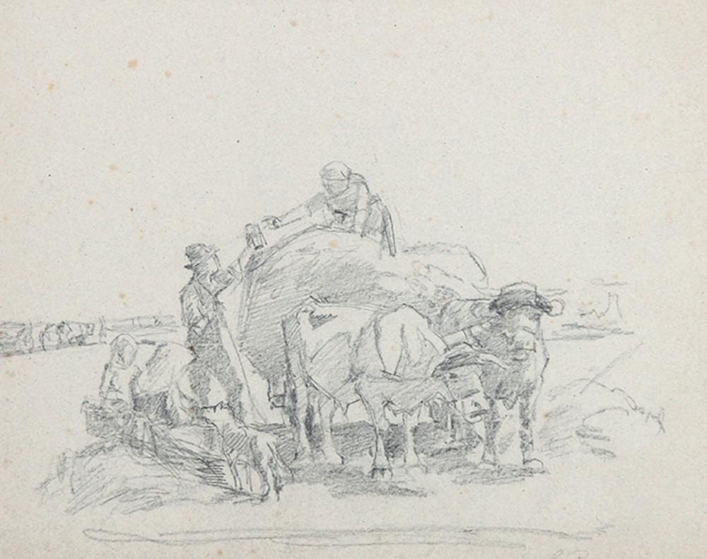 Karl Roux comparable auction result: carl roux beladener heuwagen