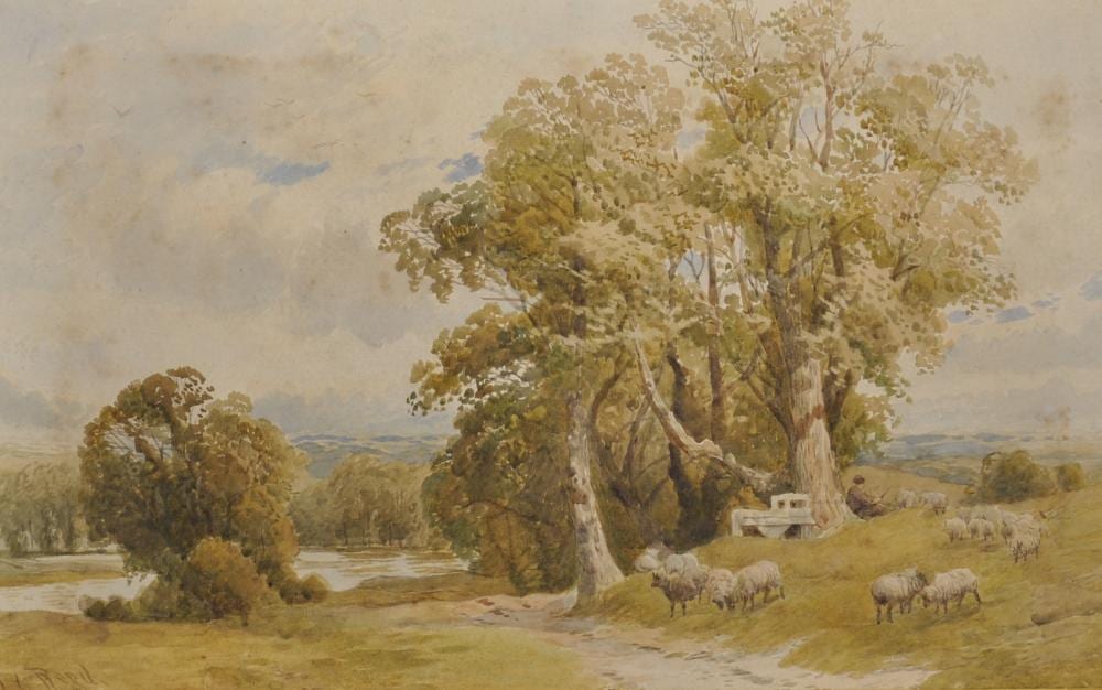 joseph charles reed 1822 1877 british a tranquil river landscape with a shepherd and flock watercolour signed 12 x 18 75 · John Nicholson's Fine Art Auctioneers & Valuers · 2020-05-13 Joseph Charles Reed comparable auction result: joseph charles reed 1822 1877 british a tranquil river landscape with a shepherd and flock watercolour signed 12 x 18 75