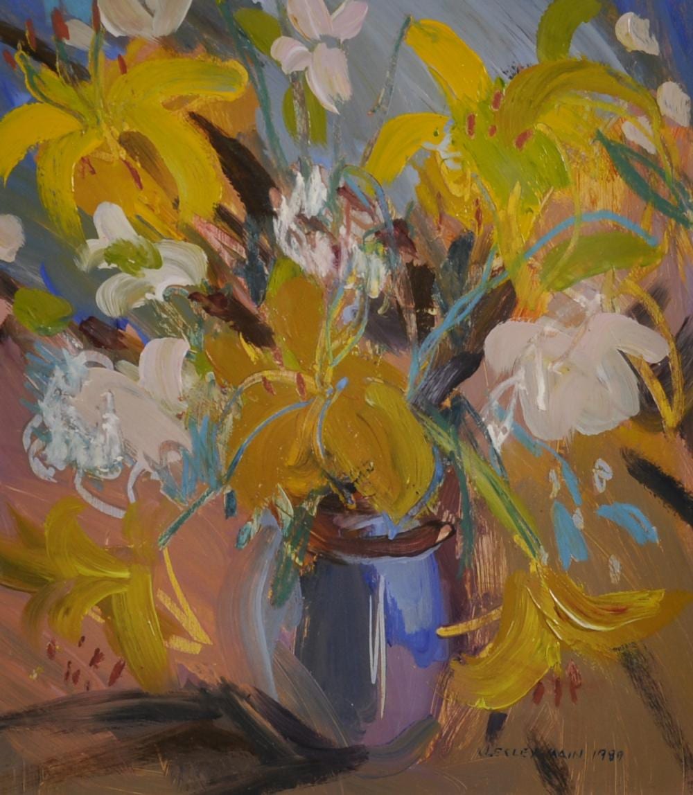 Irene Lesley Main comparable auction result: irene lesley main 1959 british a still life of summer flowers in a jug oil on board signed and dated 1989 14 5 x 12 75 provenance the torrance gallery edinburgh