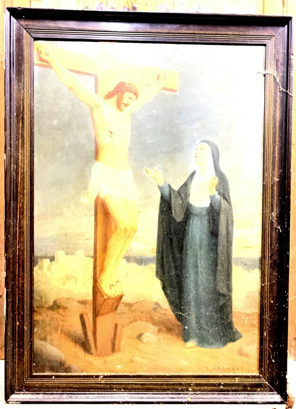 Etienne Azambre comparable auction result: etienne azambre 1859 1935 crucifixion huile su