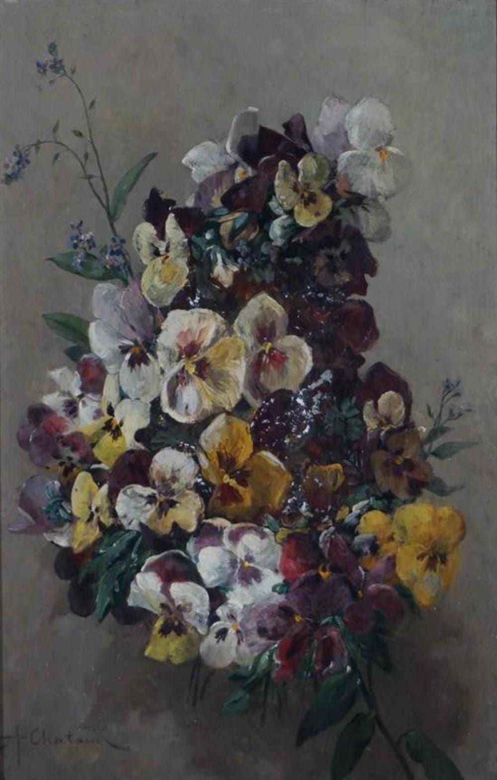 Marc Alfred Chataud comparable auction result: marc alfred chataud french 1833 1908 still life of pansies oil on panel 14 x 19 1 4 in