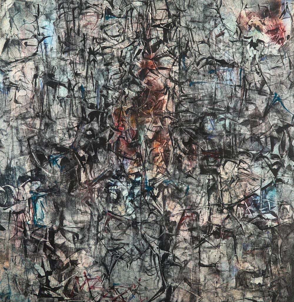 Evgeny Mikhnov-Voitenko comparable auction result: evgeny mikhnov voitenko russian ukrainian 1932 1988 abstraction in red and blue gouache drawing