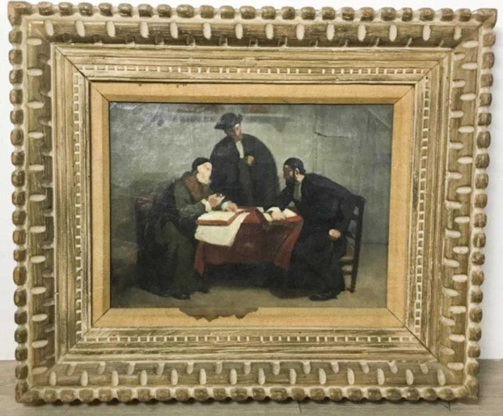 Edouard Moyse comparable auction result: edouard moyse oil on canvas discussion theologique