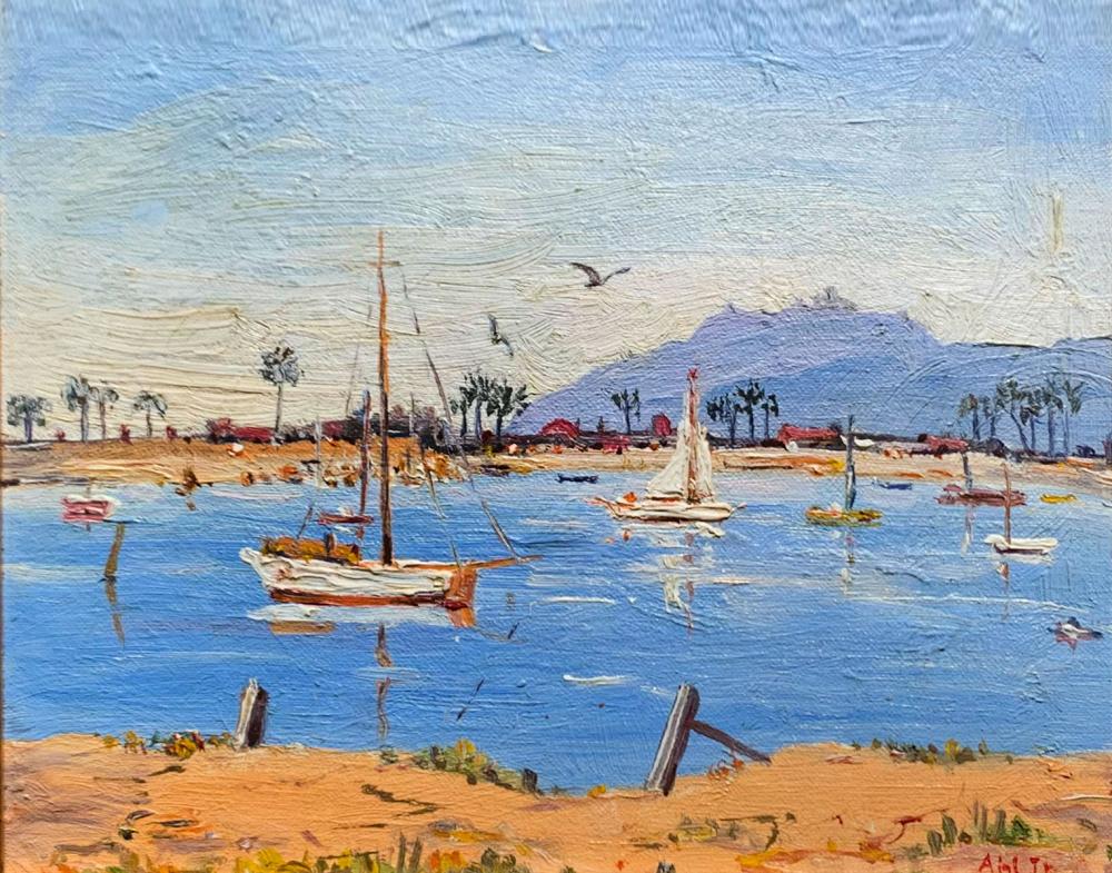 Henry Curtis Ahl comparable auction result: henry curtis ahl painting san diego harbor cali