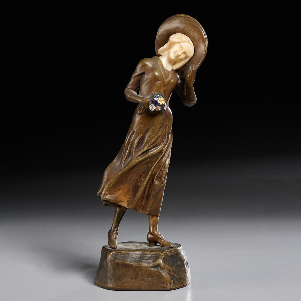 Emil Meier comparable auction result: emil meier enameled bronze sculpture