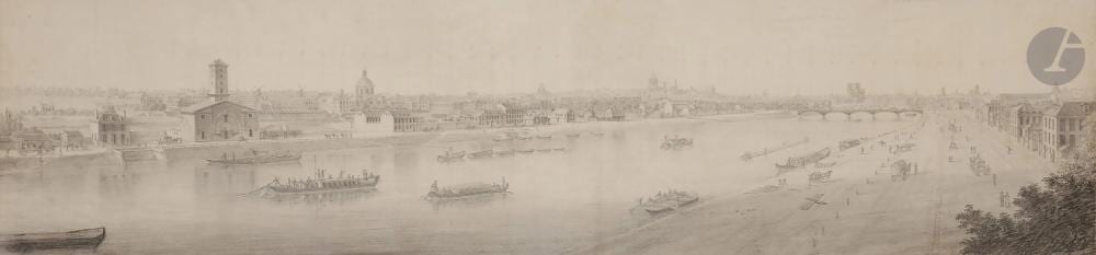 Anton Ignaz Melling comparable auction result: antoine ignace melling 1763 1831 vue panoramique de paris prise du quai de bercy vers 1815