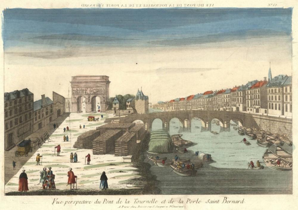 E Du comparable auction result: paris vue perspective du pont de la tournelle et de la porte saint bernard contemp handcol e