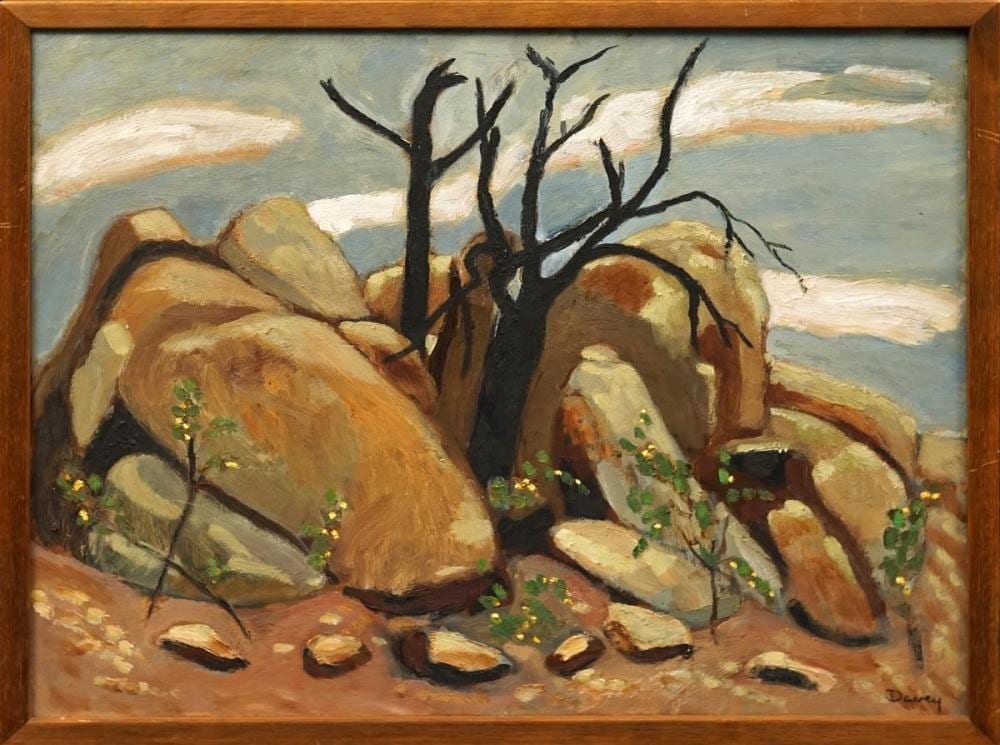 Philip Davey comparable auction result: phil davey 1949 burnt trees 45 x 55cm