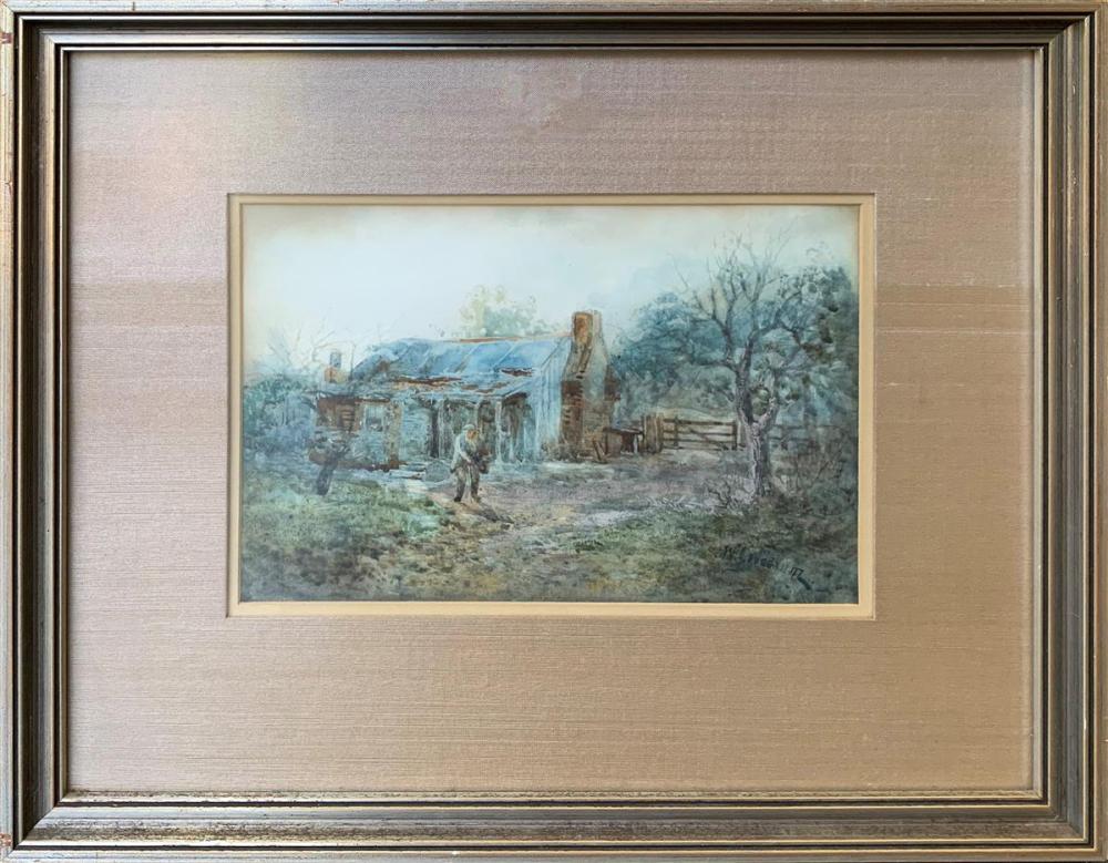 William Joseph Wadham comparable auction result: william joseph wadham 1864 1950 old cottage and figure watercolour 35 x 40cm frame signed lower right