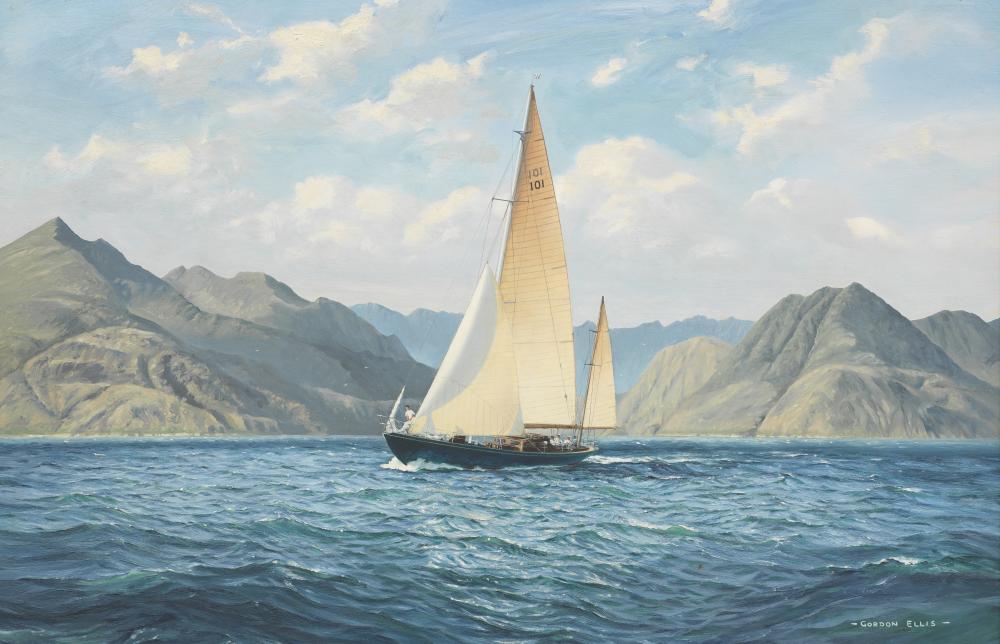 Gordon Ellis comparable auction result: gordon ellis british 1921 1979 royal yacht bloodhound sailing off skye