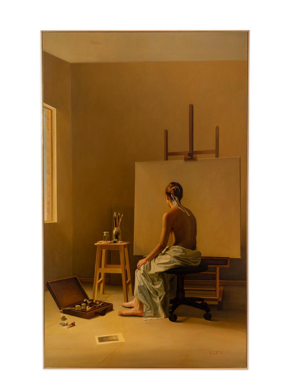 Benito Cerna comparable auction result: benito cerna peruvian b 1960 dama con oleos pinceles