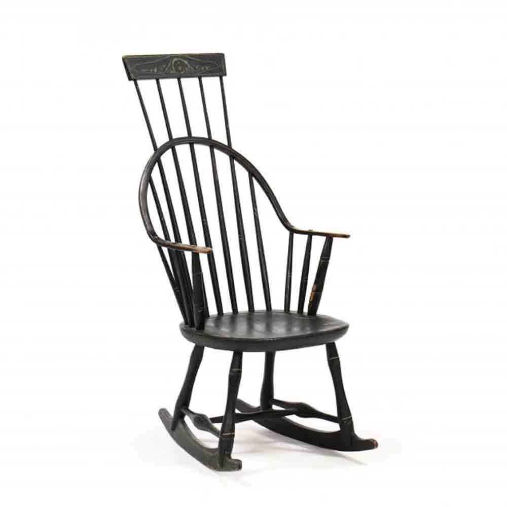Antique American Comb Back Rocking Chair sold by Leland Little Auctions, lot 70 — auction record photograph