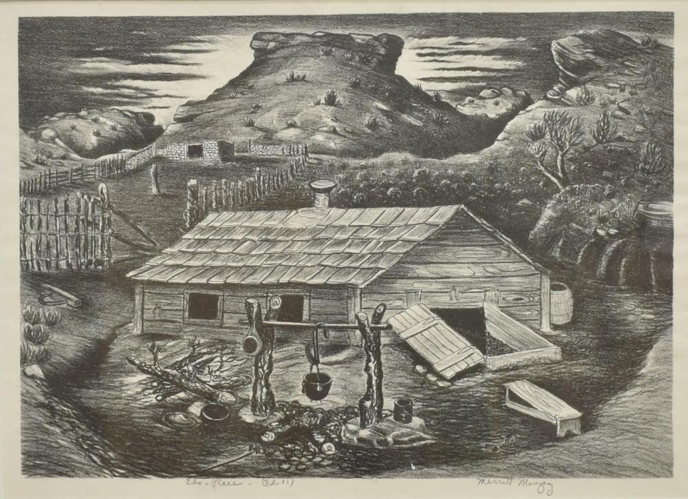Merritt Mauzey comparable auction result: merritt mauzey 1898 1973 tx regional lithograph