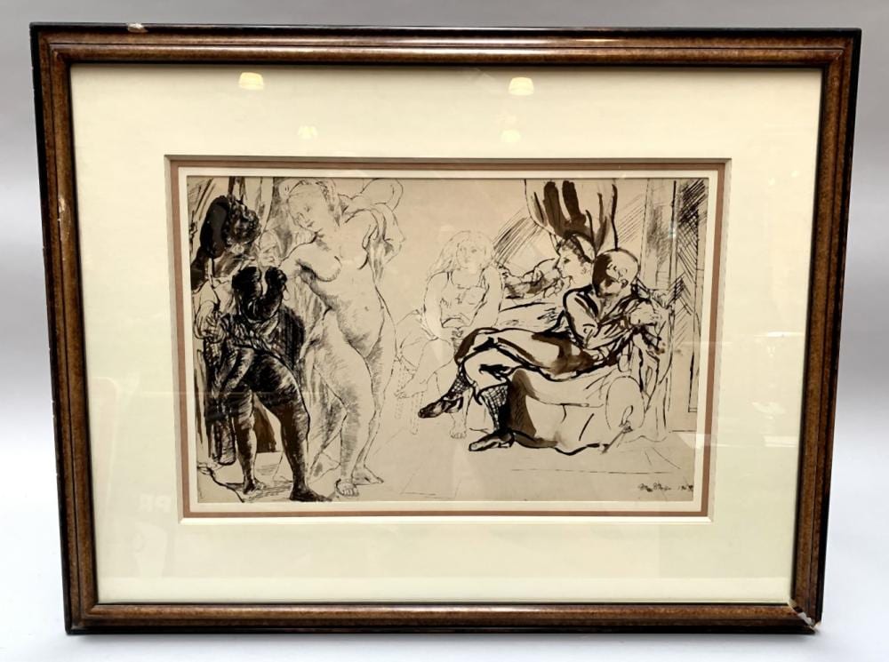 Maurice Mazo comparable auction result: maurice mazo 1901 1989 nu au miroir encre noire et brune sur papier sign m mazo et dat 1948 en bas droite 30 5 x 47 cm vue