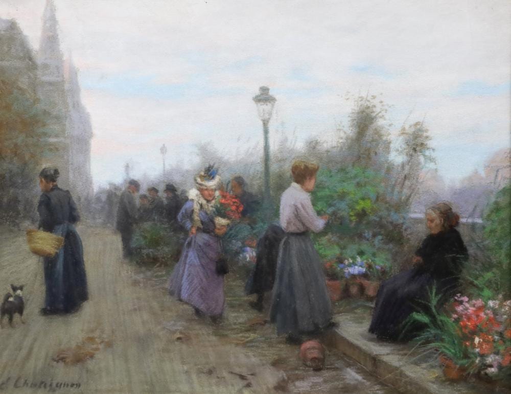 Ernest Chateignon comparable auction result: ernest chateignon 1863 vers 1910 le quai aux fleurs paris pastel sign en bas gauche a vue 30 cm x 37 cm