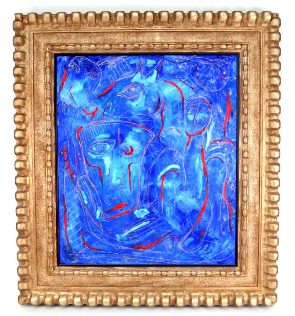 Alejandro Santiago comparable auction result: alejandro santiago mexico 1964 2013 original painting oil on board abstract faces hand signed and dated 09 lower right 27 1 2 x 23 1 2 inches