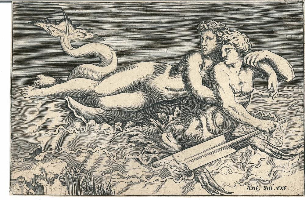 Marco Dente comparable auction result: marco dente ravenna 1493 roma 1527 ninfa con tritone