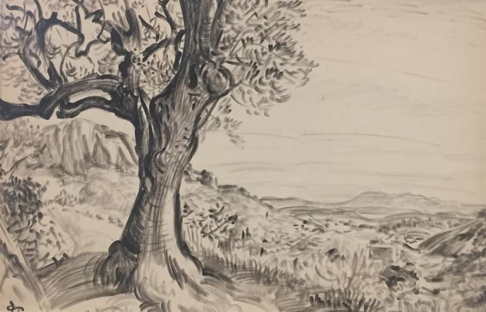 Pierre Dionisi comparable auction result: pierre dionisi 1904 1970 vue de la plaine sous un arbre
