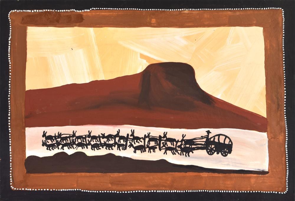 jack mengenen dale donkey wagons memories · Cooee Art · 2020-06-23 Jack Dale comparable auction result: jack mengenen dale donkey wagons memories