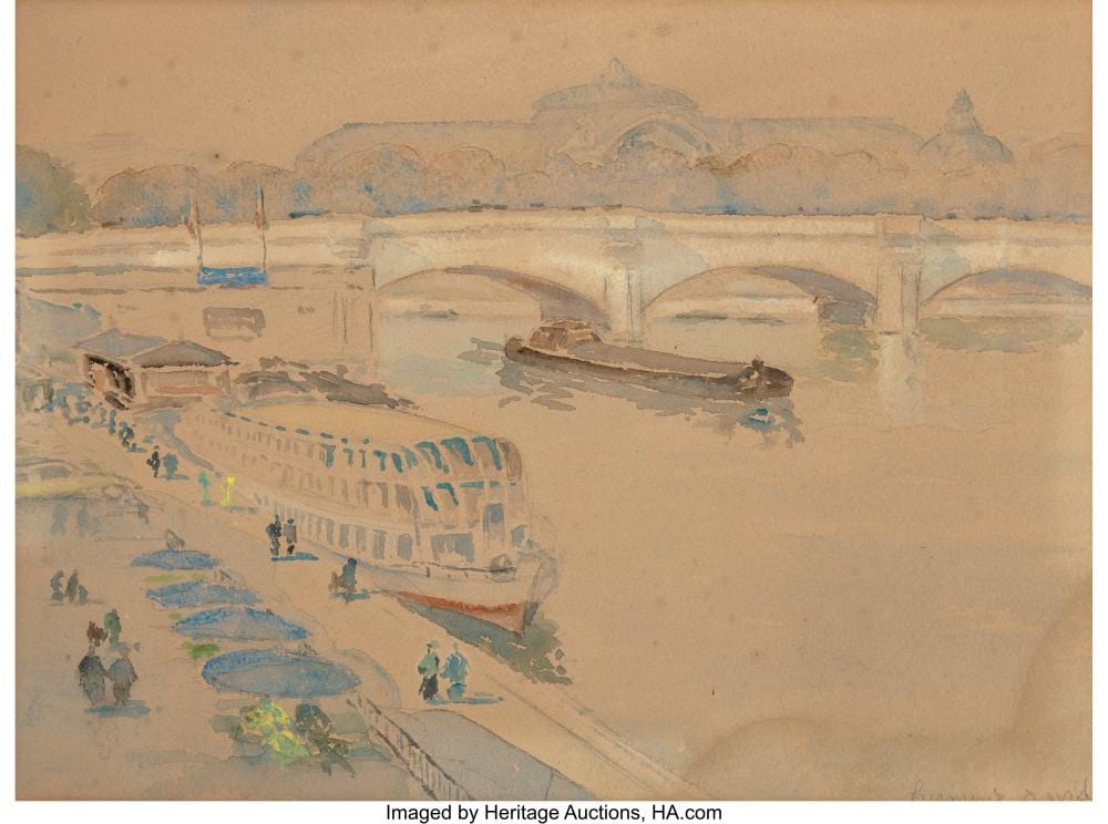 hermine david french 1886 1971 quai de seine paris watercolor on paper 8 1 · Heritage Auctions · 2020-06-11 Hermine David comparable auction result: hermine david french 1886 1971 quai de seine paris watercolor on paper 8 1