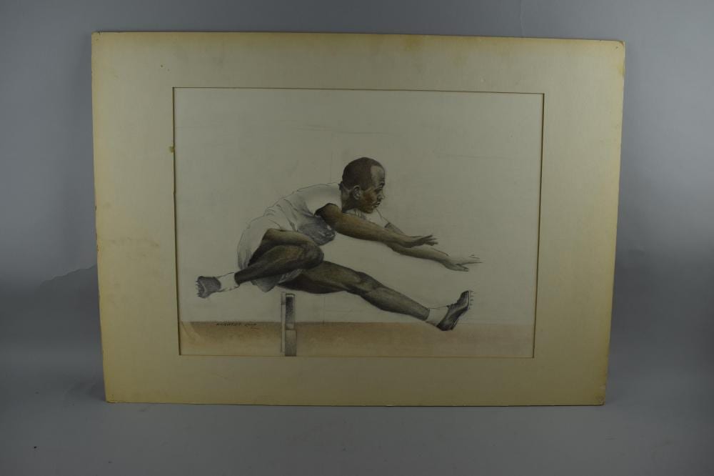 Norbert Lenz comparable auction result: norbert lenz 1900 1992 cleveland oh artist hurdles jesse owens olympic champ