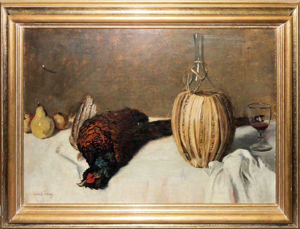 albert lang stillleben mit erlegtem fasan korbflasche und fr chten lgem lde goldrahmen · K&K – Auktionen in Heidelberg · 2020-06-19 Albert (1847) Lang comparable auction result: albert lang stillleben mit erlegtem fasan korbflasche und fr chten lgem lde goldrahmen