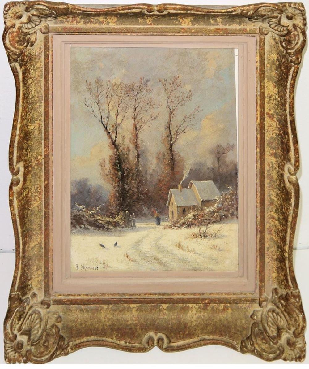 Louis Mennet comparable auction result: louis mennet winterlandschaft lgem lde gerahmt