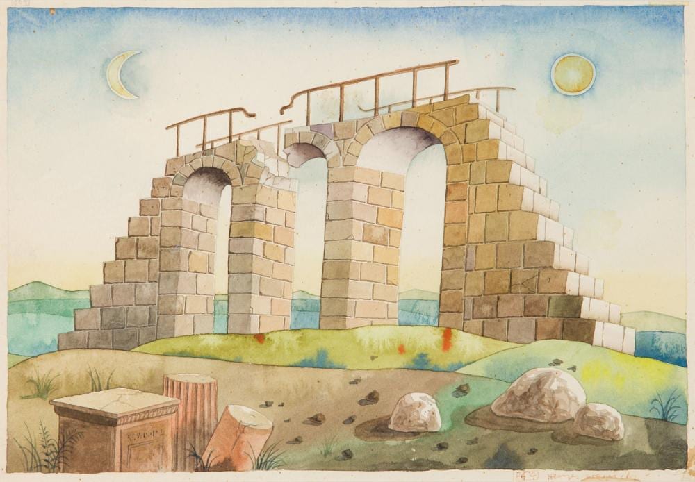 Henryk Waniek comparable auction result: henryk waniek b 1942 composition with ruins