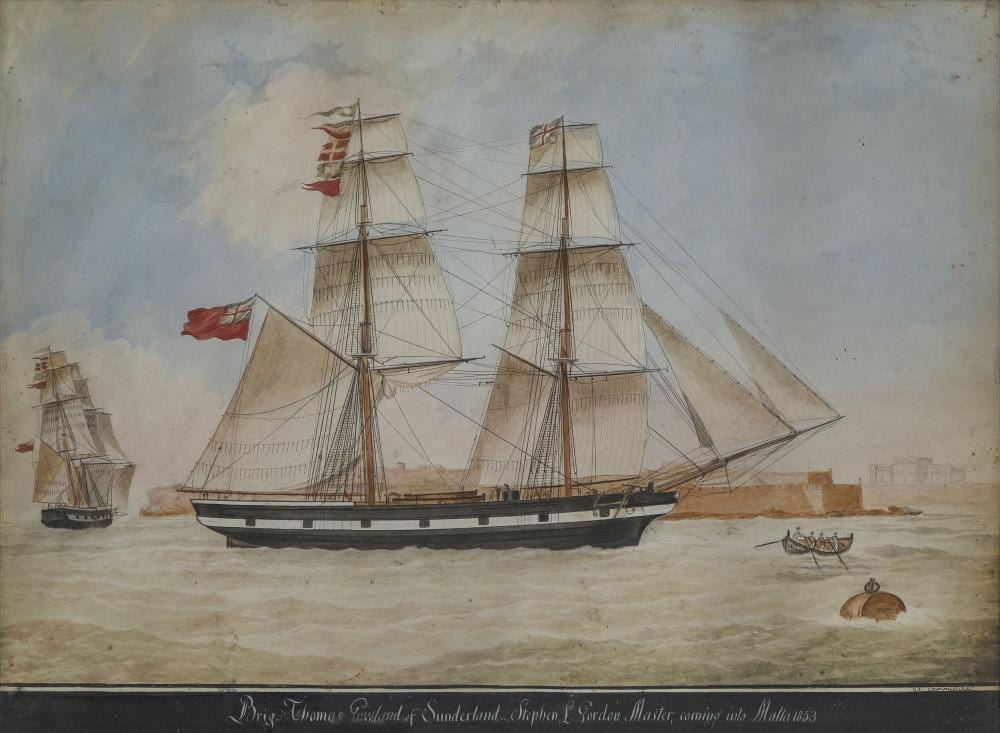 Nicholas Cammillieri comparable auction result: nicholas cammillieri maltese 1762 1860 the brig thomas gowland of sunderland stephen l gordon master arriving at malta 1863