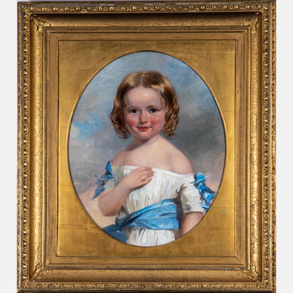 Henry Inman comparable auction result: henry inman american 1801 1846 portrait of a young girl in a white dress oil on canvas