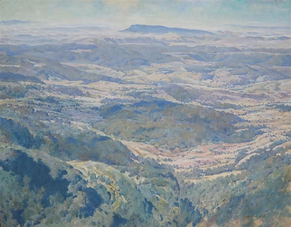 Alfred Cook comparable auction result: alfred herbert cook 1907 1970 tyenna valley tasmania 70 x 90 cm frame 91 x 111 x 5 cm