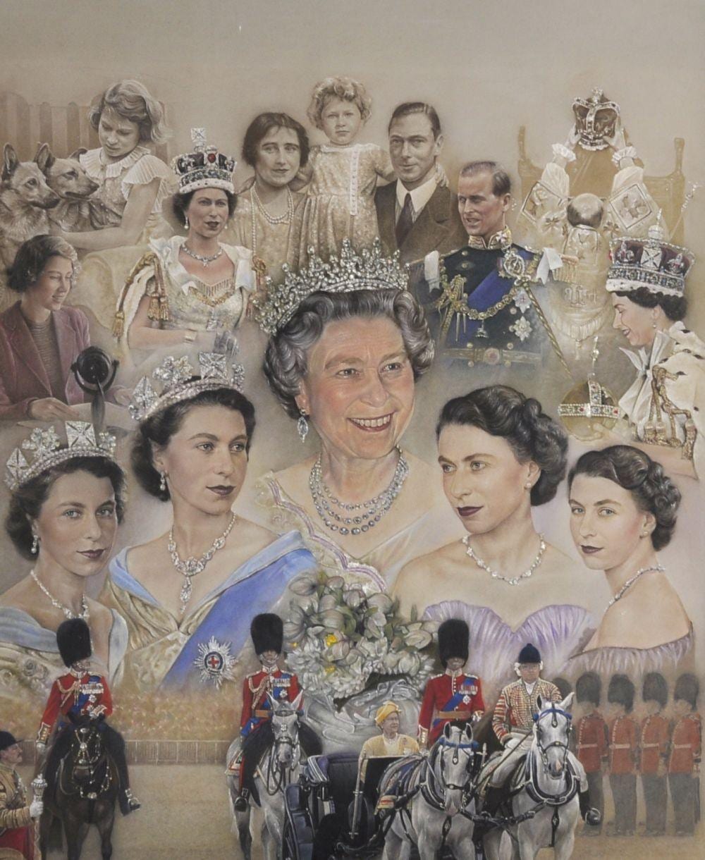 Stephen Doig comparable auction result: stephen doig b 1964 british her majesty the queen golden jubilee a montage pastel 25 5 x 21 25