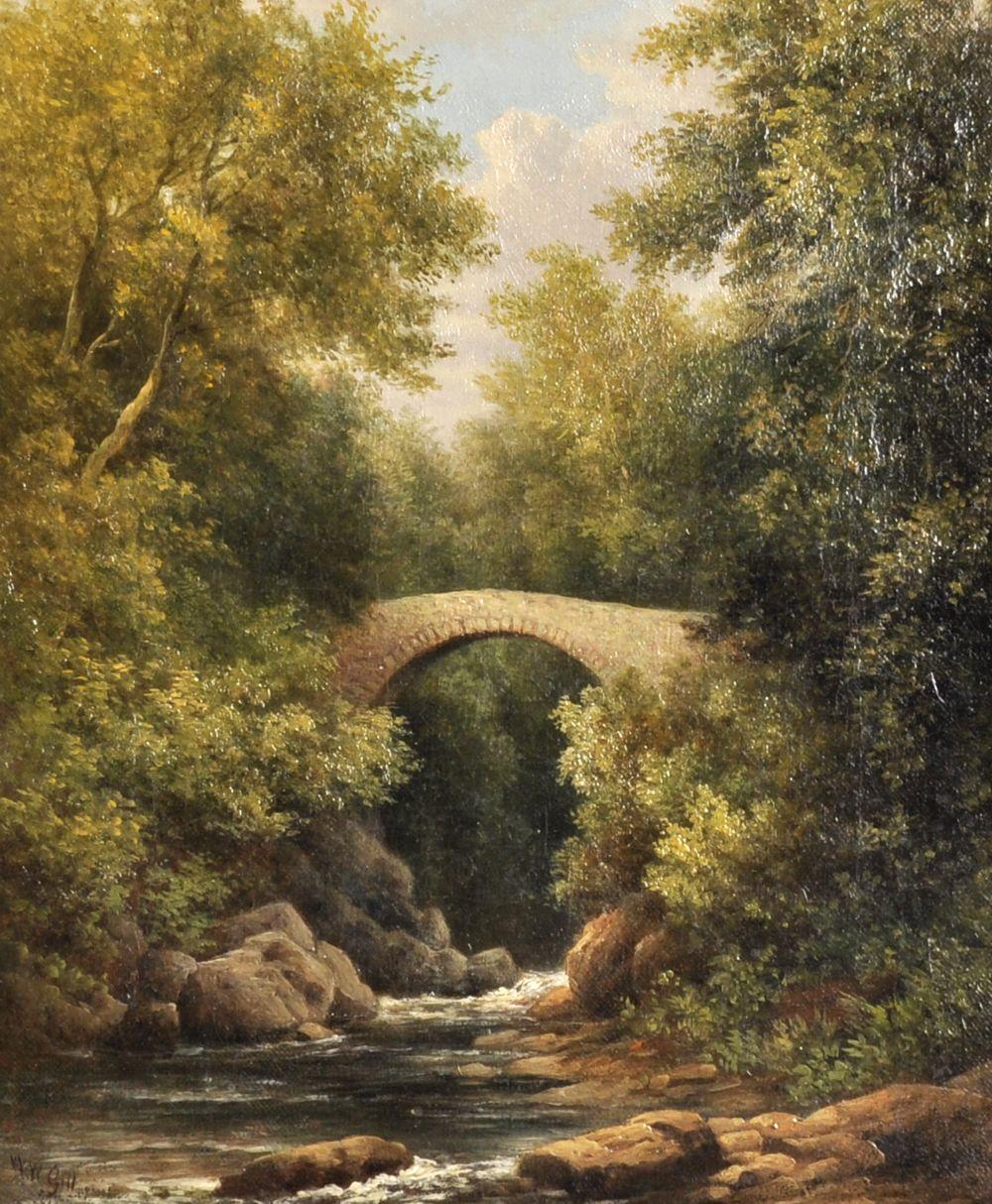 William Ward Gill comparable auction result: william ward gill 1823 1894 british a river landscape with a stone bridge oil on canvas signed 12 x 10