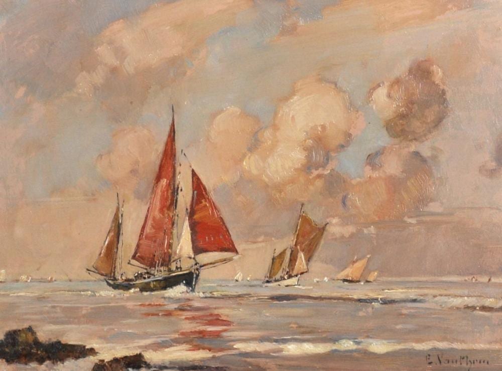Ernest Germain Vauthrin comparable auction result: ernest germain vauthrin 1879 1949 french retour des bateaux oil on panel signed and inscribed verso 6