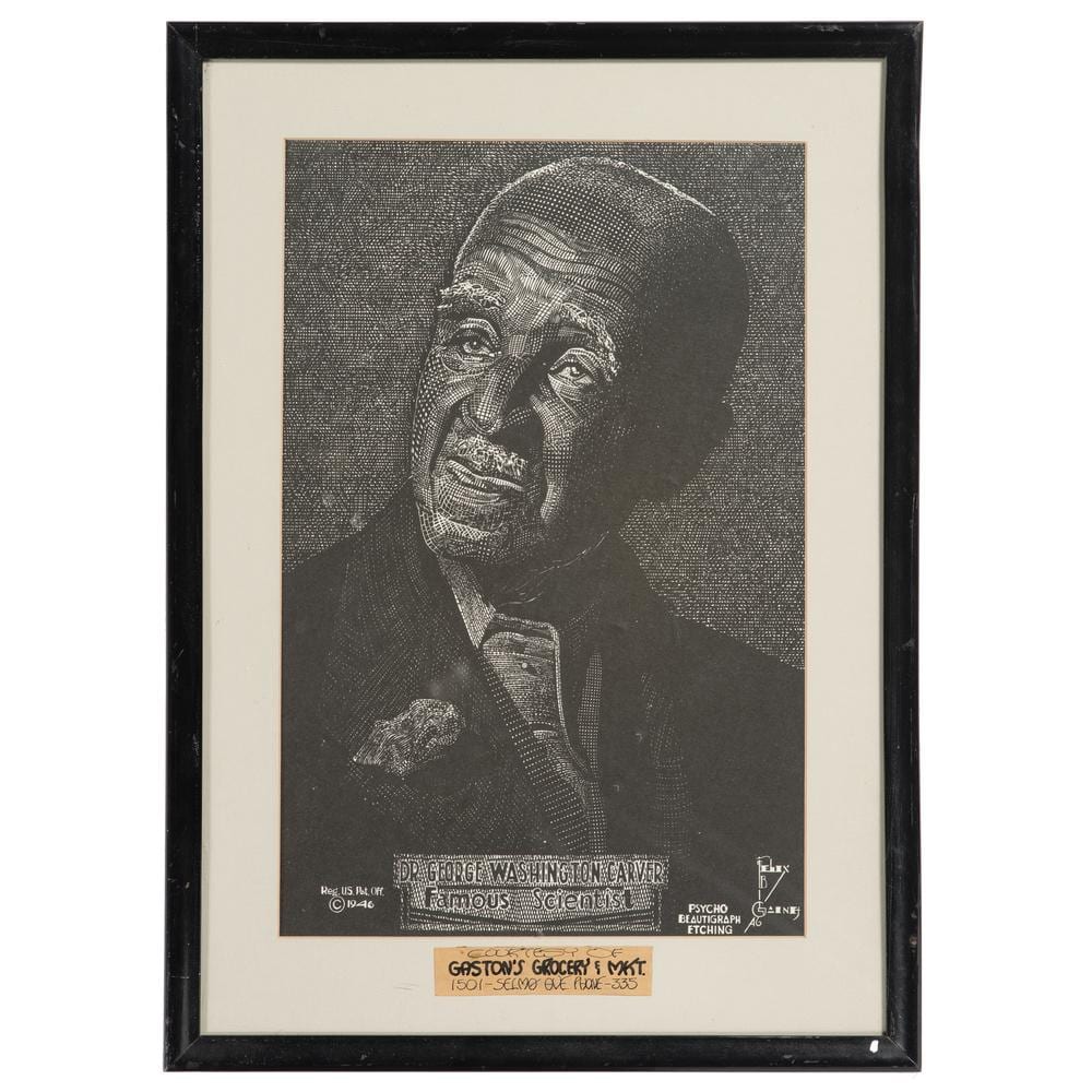 George Washington Carver comparable auction result: george washington carver psycho beautigraph etching by artist felix b gaines 1946