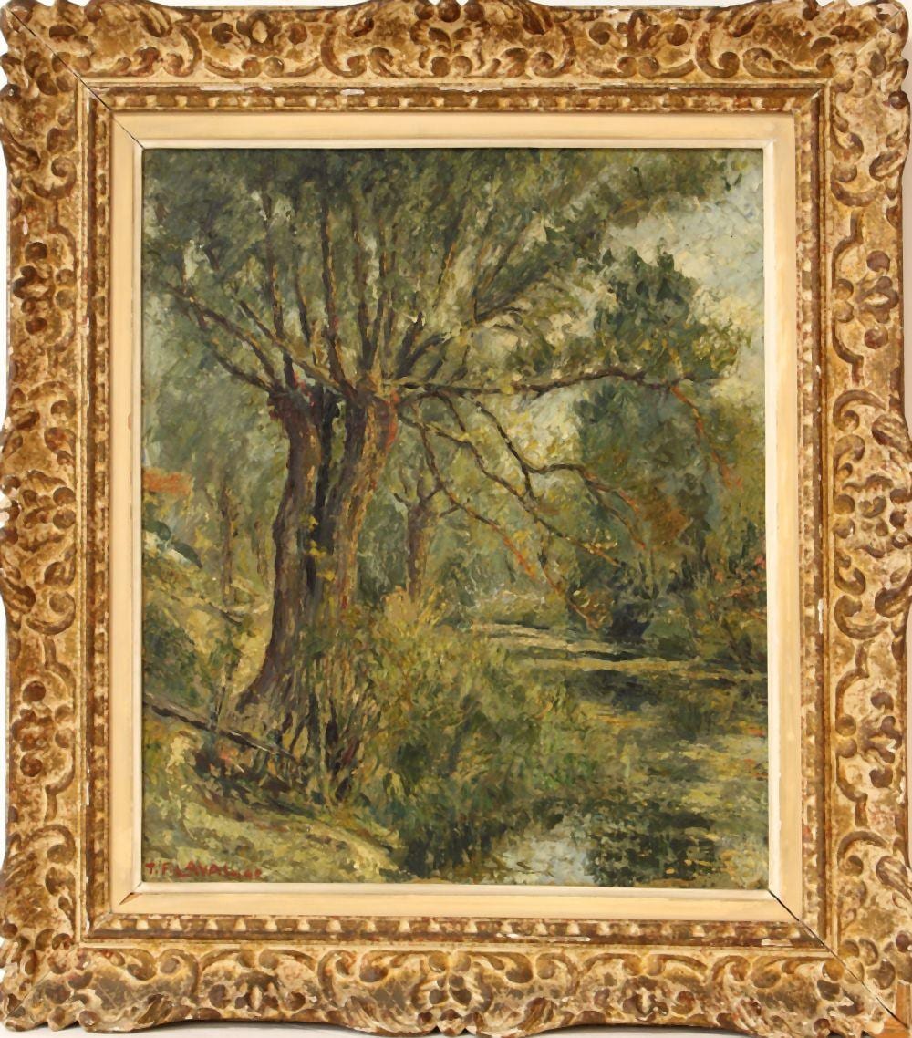 Fernand A. Laval comparable auction result: fernand laval vers 1886 1966 le sous bois huile sur toile sign
